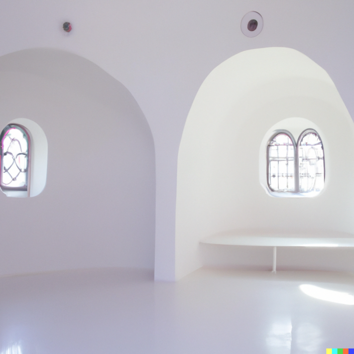 A White Painted Store Interior Gothic Style