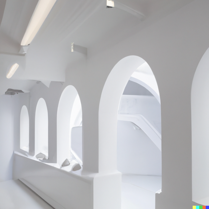 A White Painted Store Interior Gothic Style